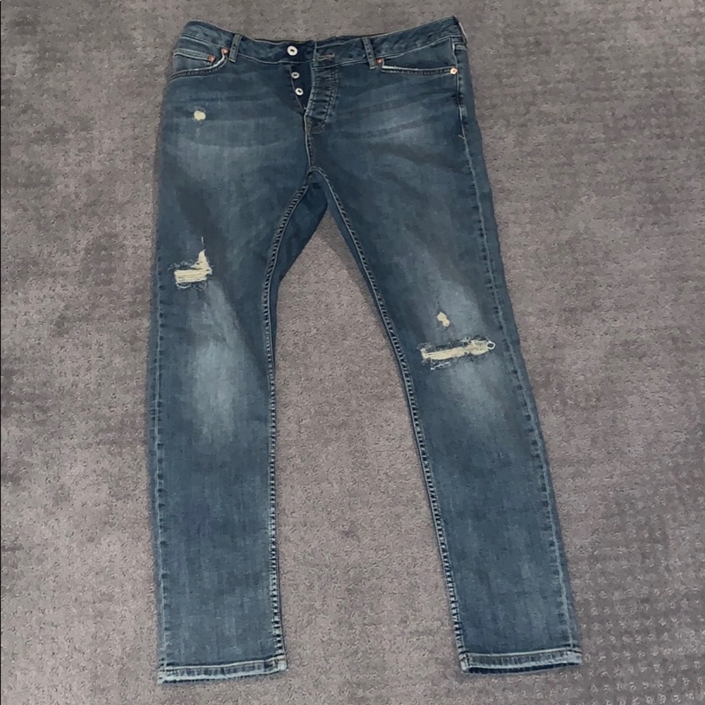 Topman Slim Stretch Medium Wash Jeans